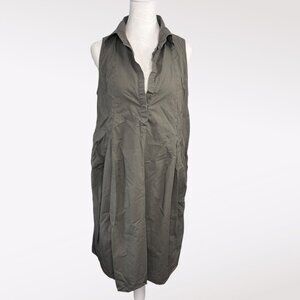 Hache Italy Olive Green Sleeveless Midi Dress Size Small